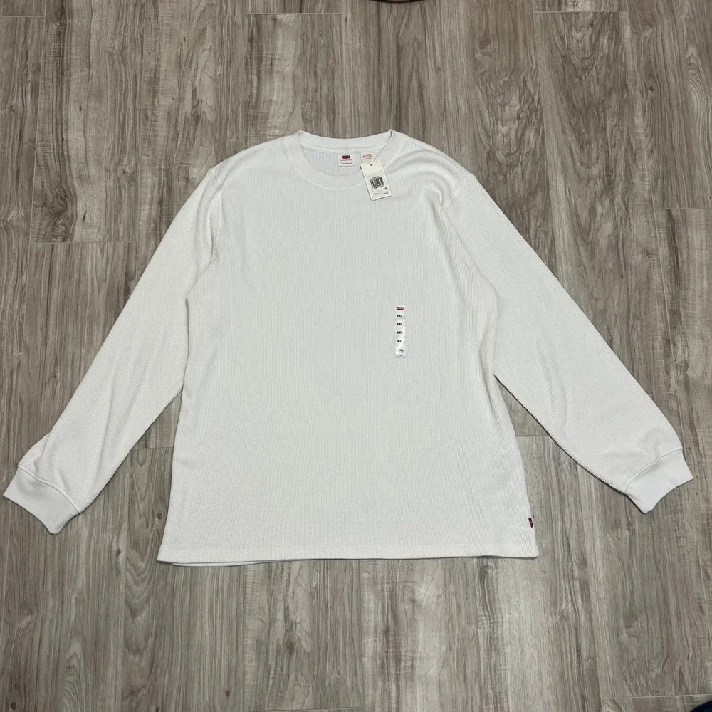 Levi's Thermal Waffle Knit Shirt Men's 2XL White Long Sleeve Standard Fit